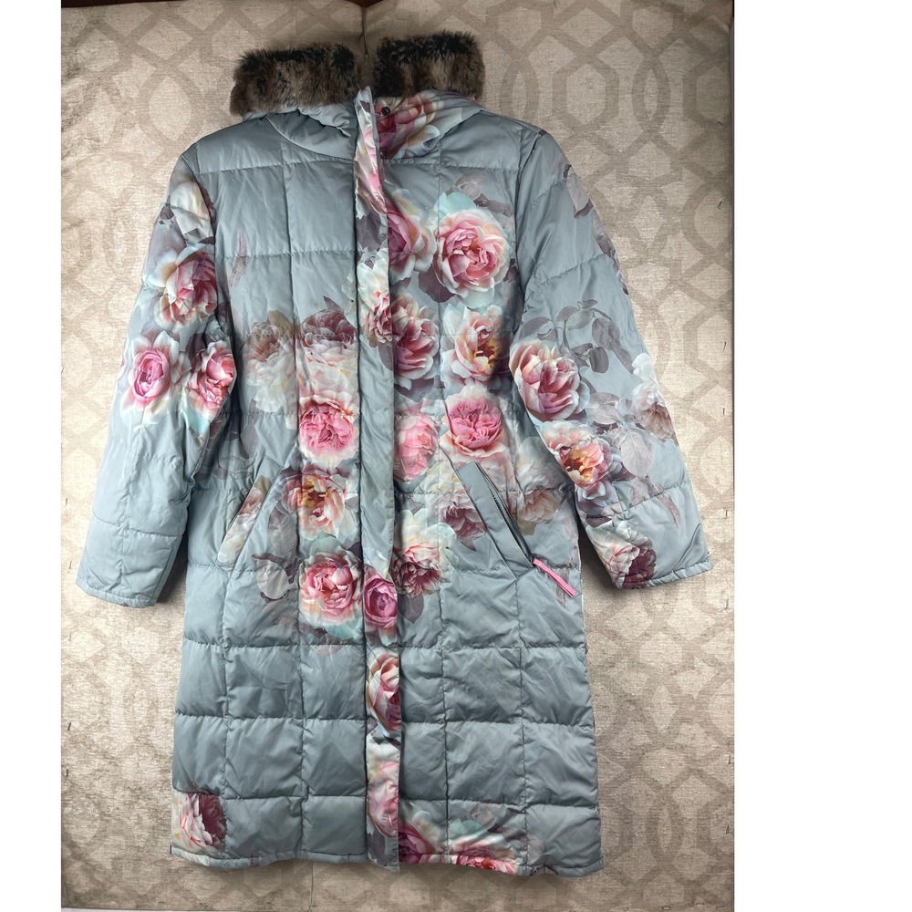 Sundance Baltic Down Puffer Coat Women S Blue Pink Rose Faux Fur Long